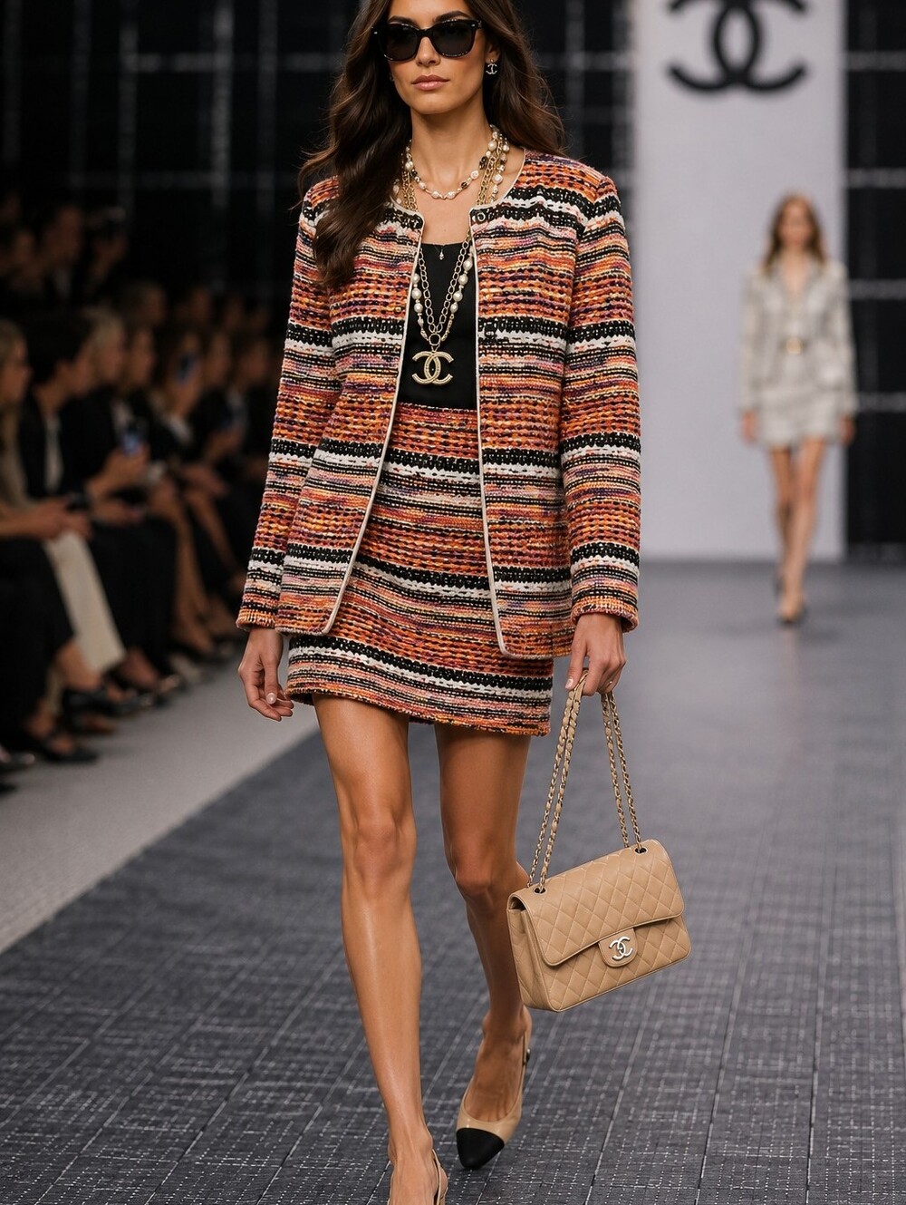 Multicolor  Tweed Knit Coat / S / M
